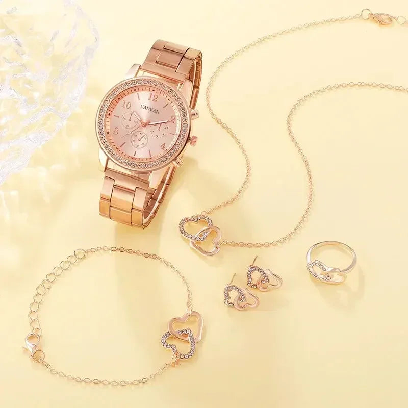 Rose Gold Luxe Watch & Jewelry Set