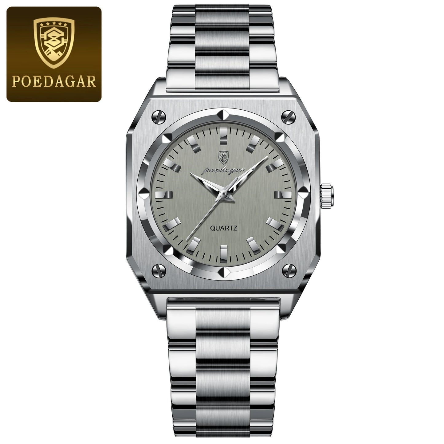 POEDAGAR Luxury Elegant Square Ladies Watch Waterproof Luminous Watch for Woman Stainless Steel Quartz Women's Watches Reloj+box