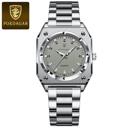 POEDAGAR Luxury Elegant Square Ladies Watch Waterproof Luminous Watch for Woman Stainless Steel Quartz Women's Watches Reloj+box