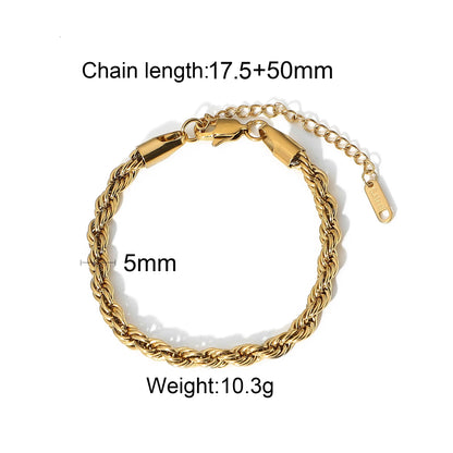 Stainless Steel Link Chain Bangle Bracelet - Golden Beach Vibes