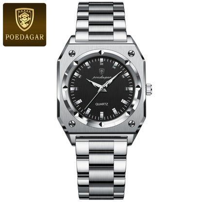 POEDAGAR Luxury Elegant Square Ladies Watch Waterproof Luminous Watch for Woman Stainless Steel Quartz Women's Watches Reloj+box