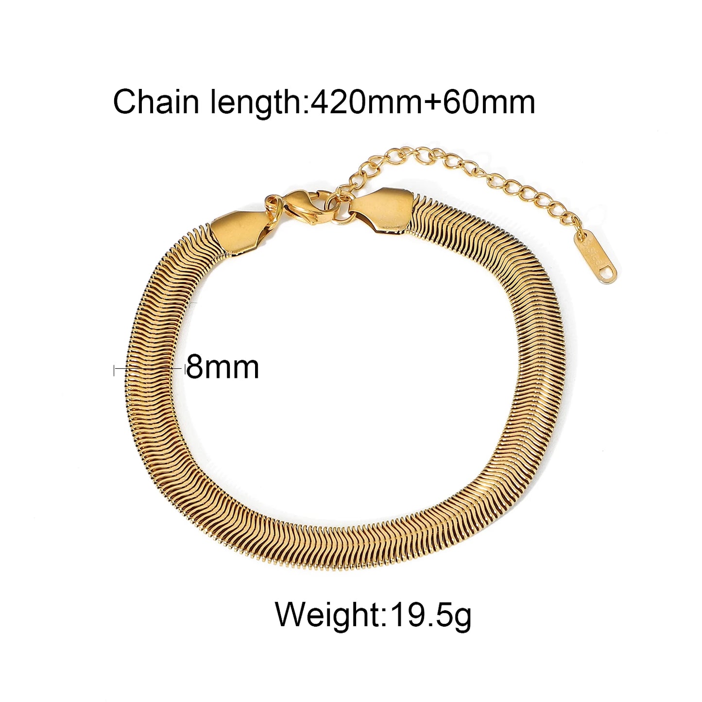 Stainless Steel Link Chain Bangle Bracelet - Golden Beach Vibes