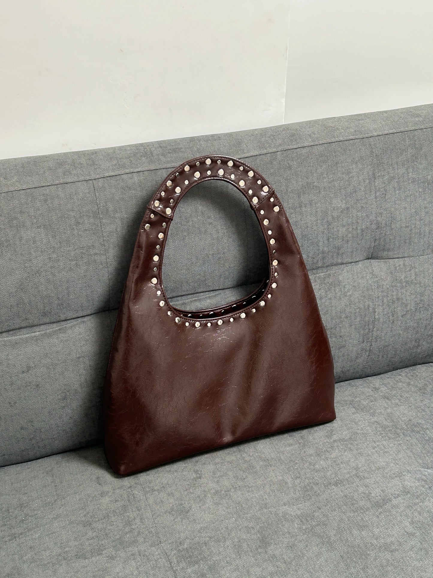 Retro Rivet Leather Shoulder Bag