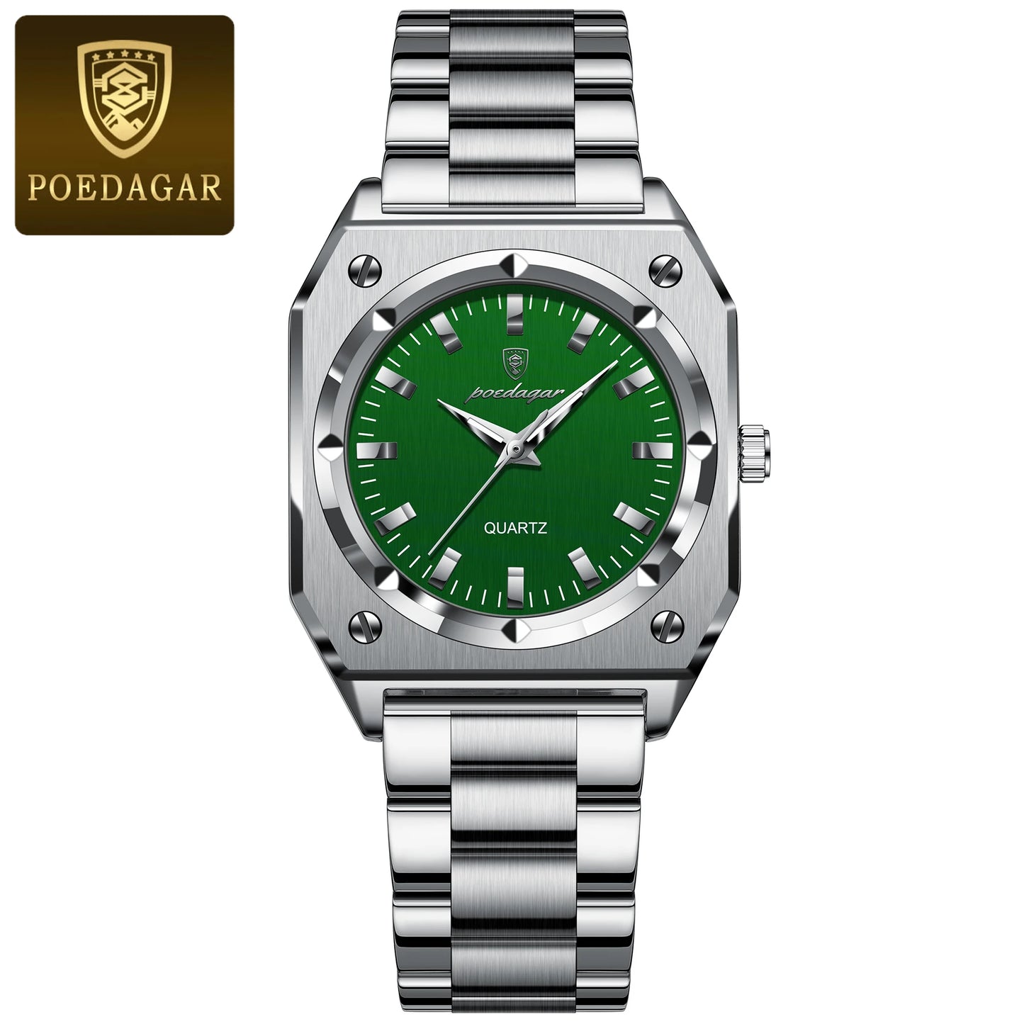 POEDAGAR Luxury Elegant Square Ladies Watch Waterproof Luminous Watch for Woman Stainless Steel Quartz Women's Watches Reloj+box