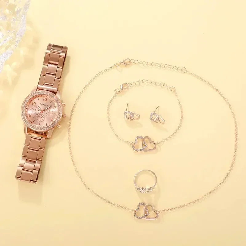 Rose Gold Luxe Watch & Jewelry Set