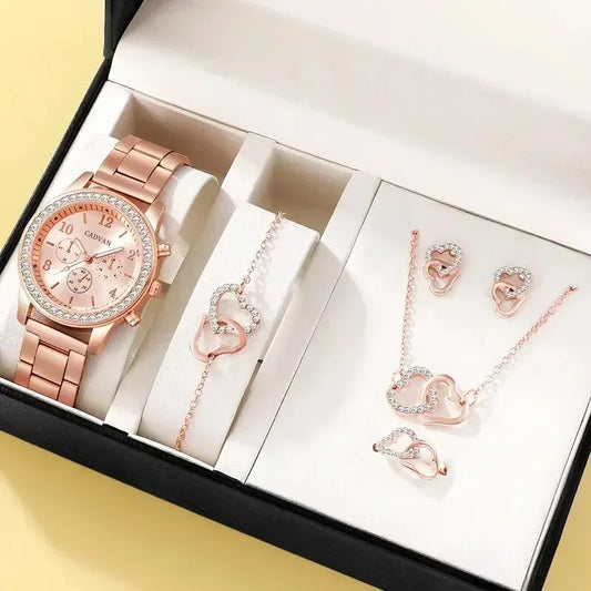 Rose Gold Luxe Watch & Jewelry Set