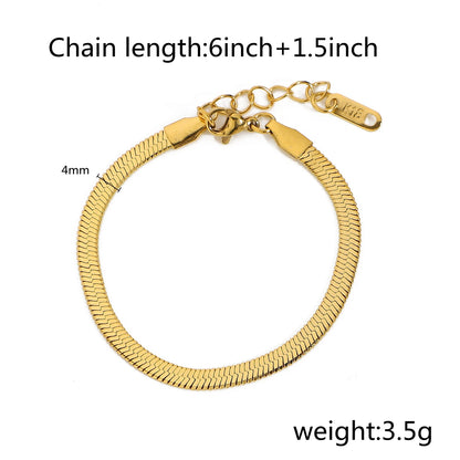 Stainless Steel Link Chain Bangle Bracelet - Golden Beach Vibes