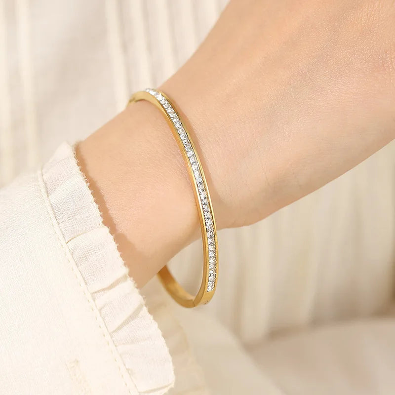 Waterproof Stainless Steel Cuff Bracelet for Women