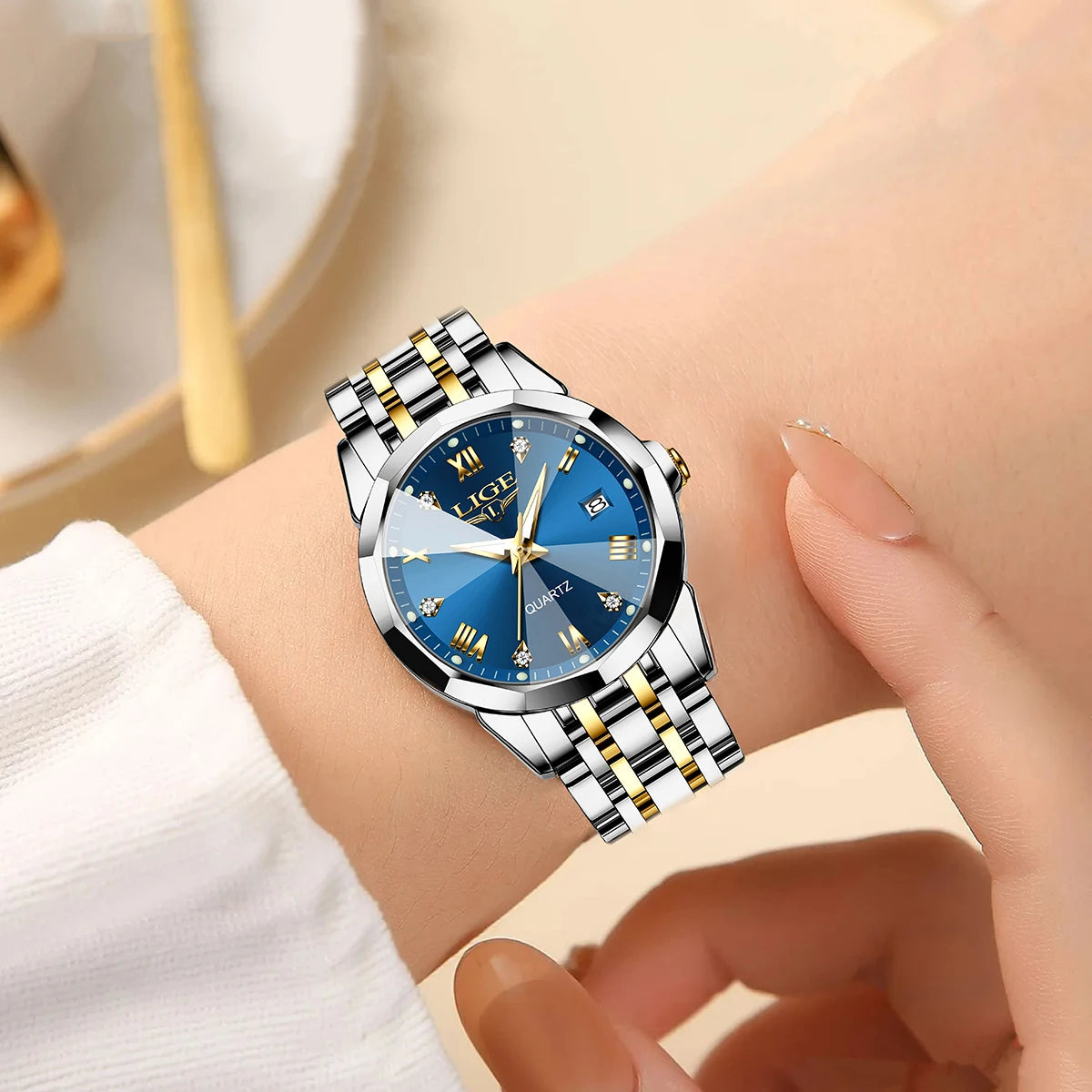 LIGE Top Luxury Elegant Watch for Women Waterproof Luminous Date Ladies Watch Stainless Steel Quartz Women's Watches Girl Reloj