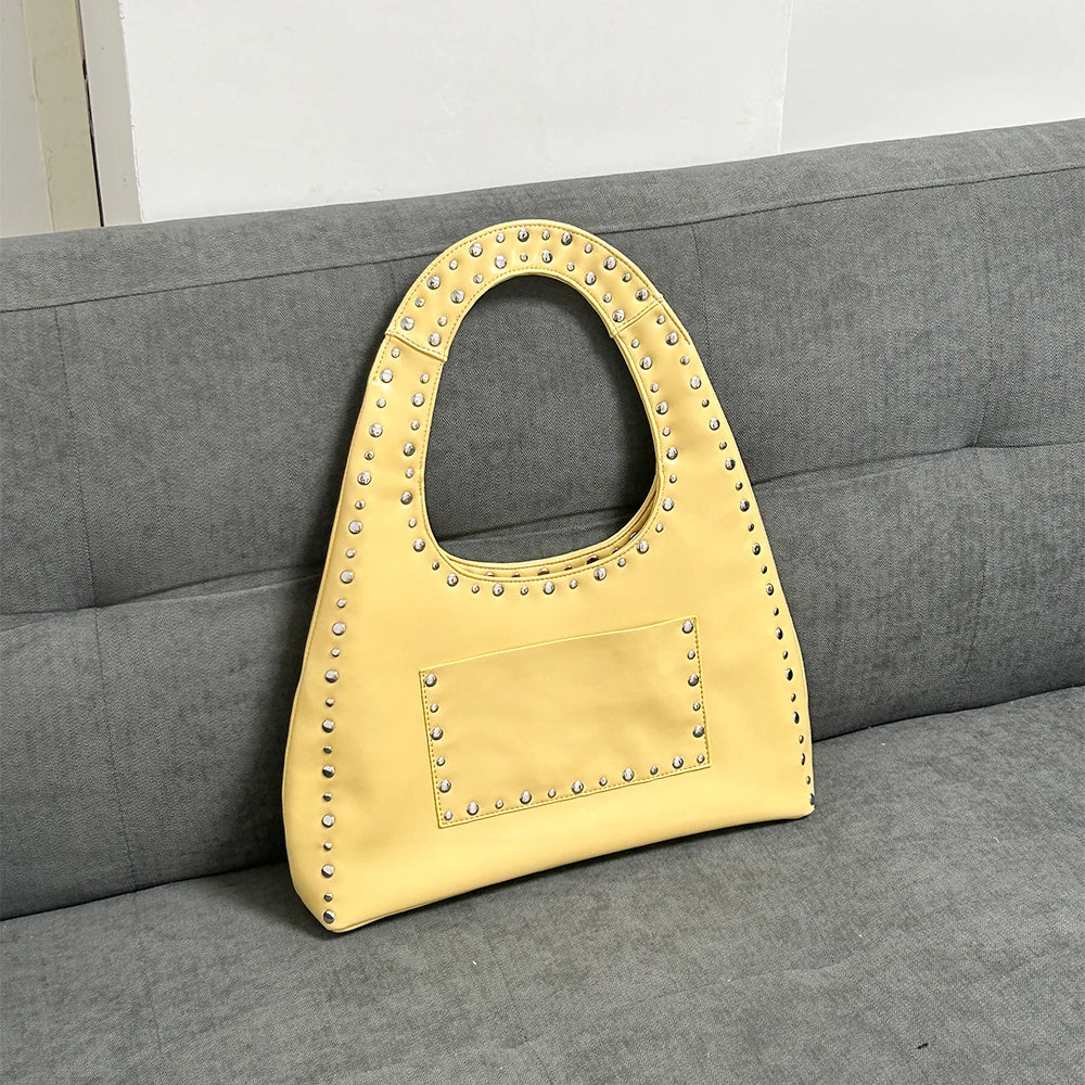 Retro Rivet Leather Shoulder Bag