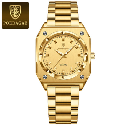 POEDAGAR Luxury Elegant Square Ladies Watch Waterproof Luminous Watch for Woman Stainless Steel Quartz Women's Watches Reloj+box