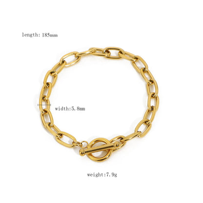 Stainless Steel Link Chain Bangle Bracelet - Golden Beach Vibes