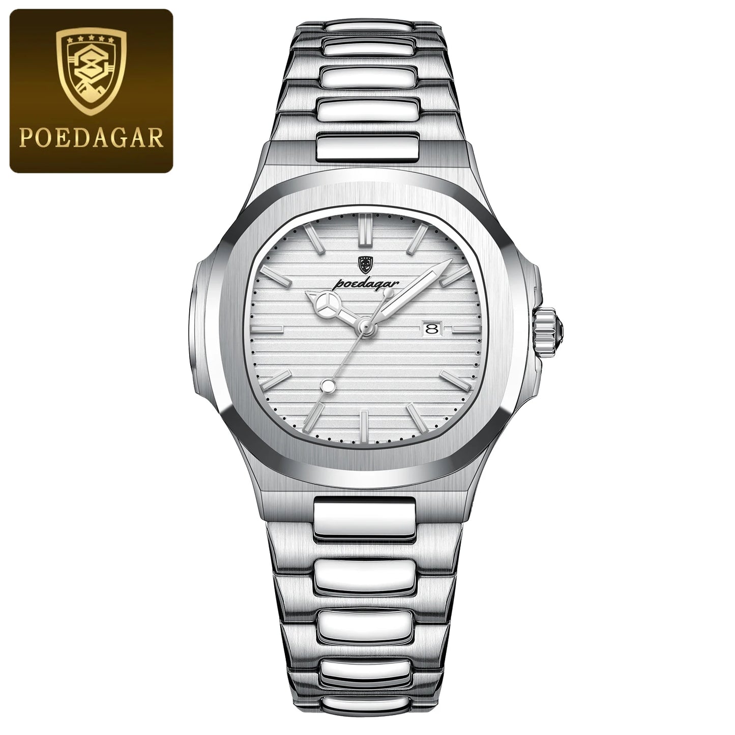 POEDAGAR Luxury Square Watch for Woman Waterproof Luminous Date Ladies Watch Stainless Steel Quartz Women's Watches Female Reloj