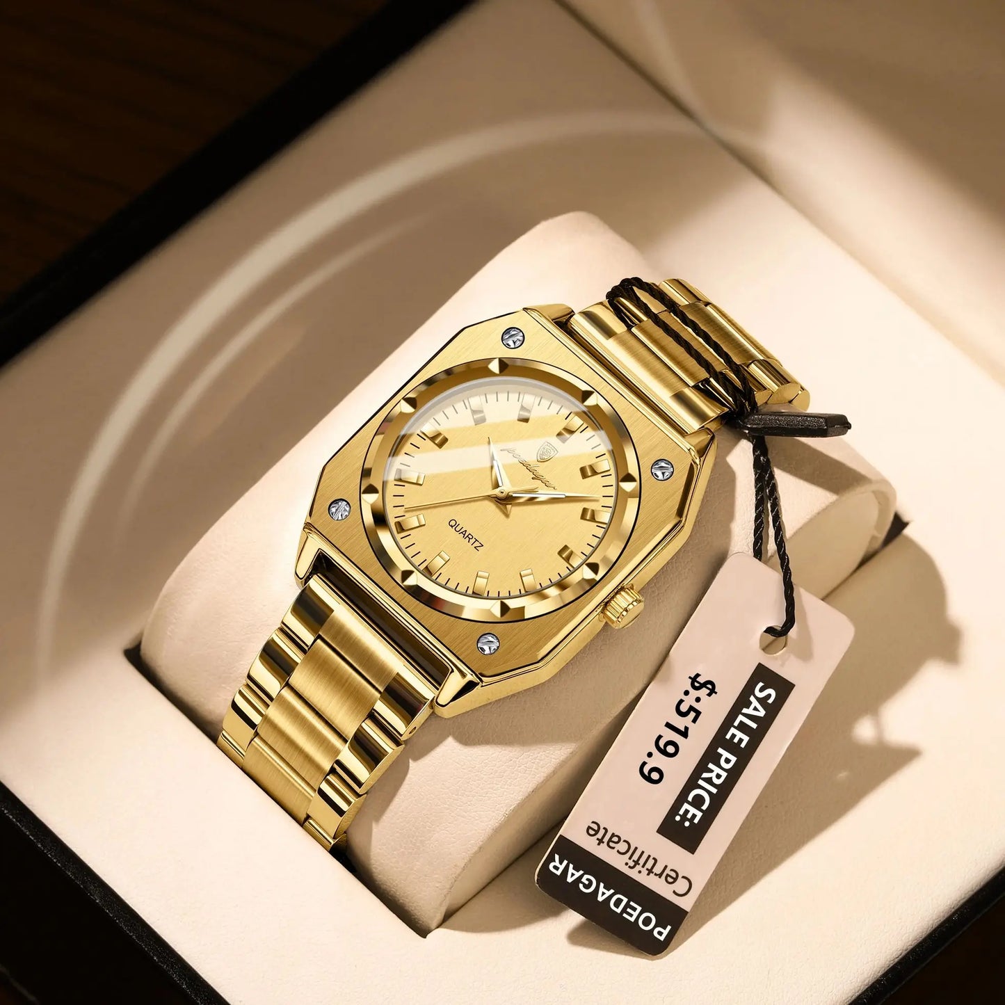 POEDAGAR Luxury Elegant Square Ladies Watch Waterproof Luminous Watch for Woman Stainless Steel Quartz Women's Watches Reloj+box