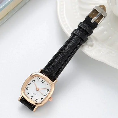 Square Vintage Women’s Watch with Leather Strap