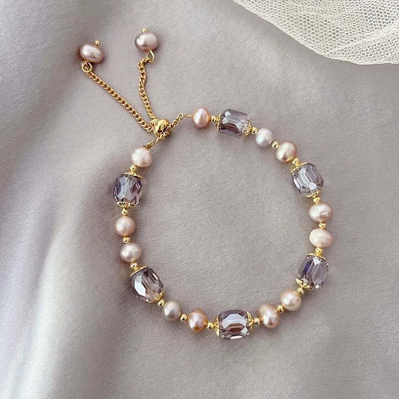 Vintage Purple Pearl Adjustable Bracelet